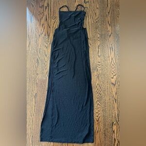 SHEIN SXY Women High Side Slits Spaghetti Strap Dress Black Shimmer Sz. XS NWT